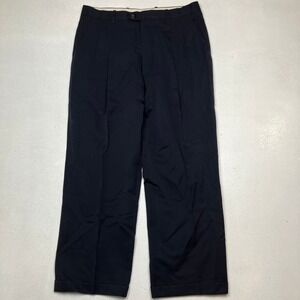 Vtg Oscar de la Renta 34x29 Navy Blue 100% Wool Pleated Cuffed Mens Dress Pants